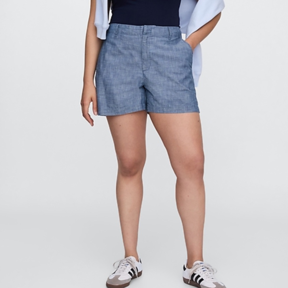 Mid Rise Downtown Chambray Shorts